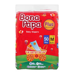 Bona Papa Plus Baby Diapers, Medium, No. 3, 5-10kg, 50-Pack