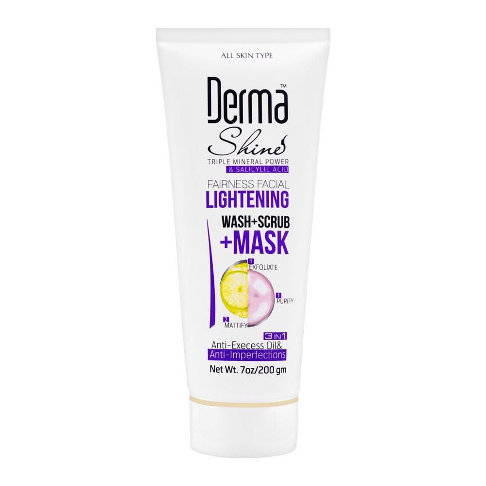 Derma Shine Fairness Facial Lightening Wash + Scrub + Mask, 200g, Scrubs, Derma Shine, Chase Value