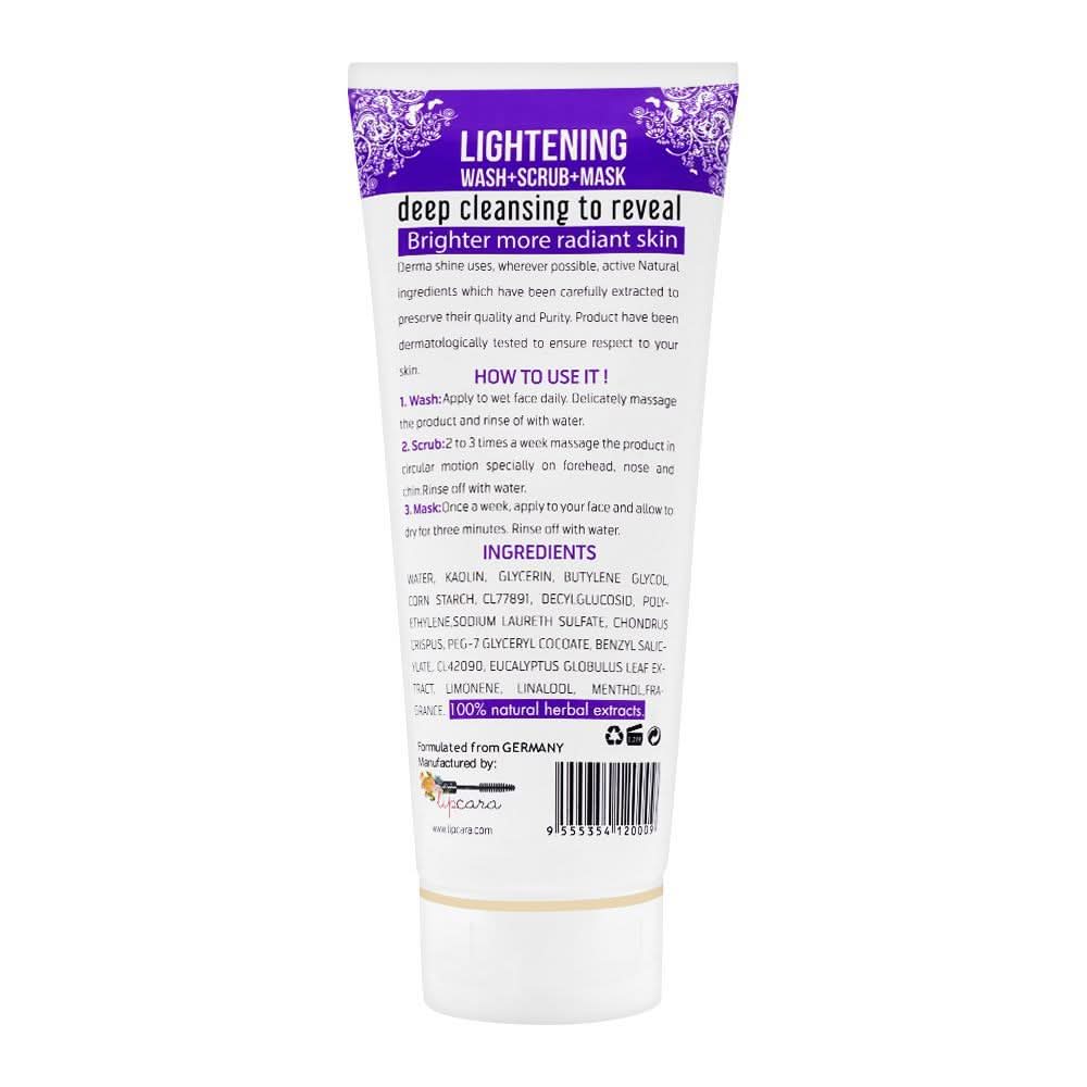 Derma Shine Fairness Facial Lightening Wash + Scrub + Mask, 200g, Scrubs, Derma Shine, Chase Value
