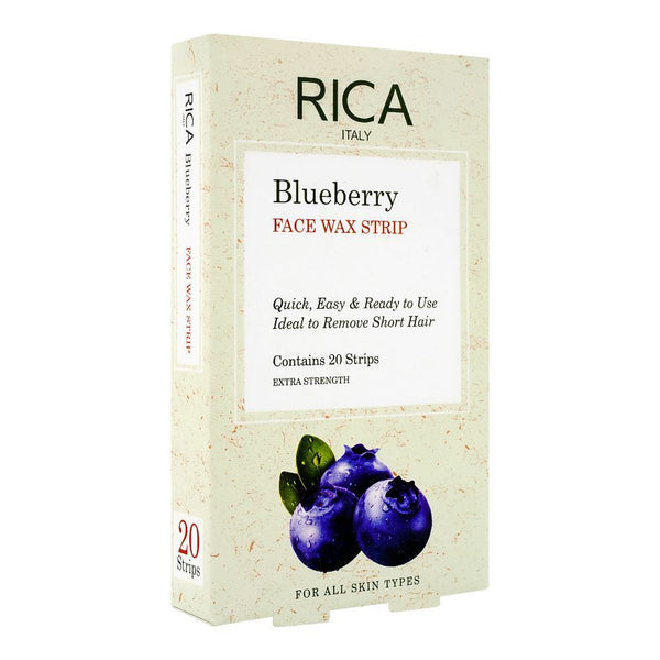 RICA Blueberry Face Wax Strips, All Skin Types, 20-Pack, Hair Removal, Rica, Chase Value
