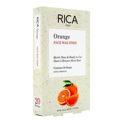 RICA Orange Face Wax Strips, All Skin Types, 20-Pack