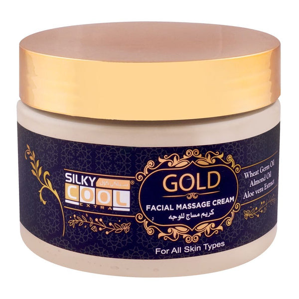 Silky Cool Gold Facial Massage Cream, All Skin Types, 350ml, Facial Masks, Silky Cool, Chase Value