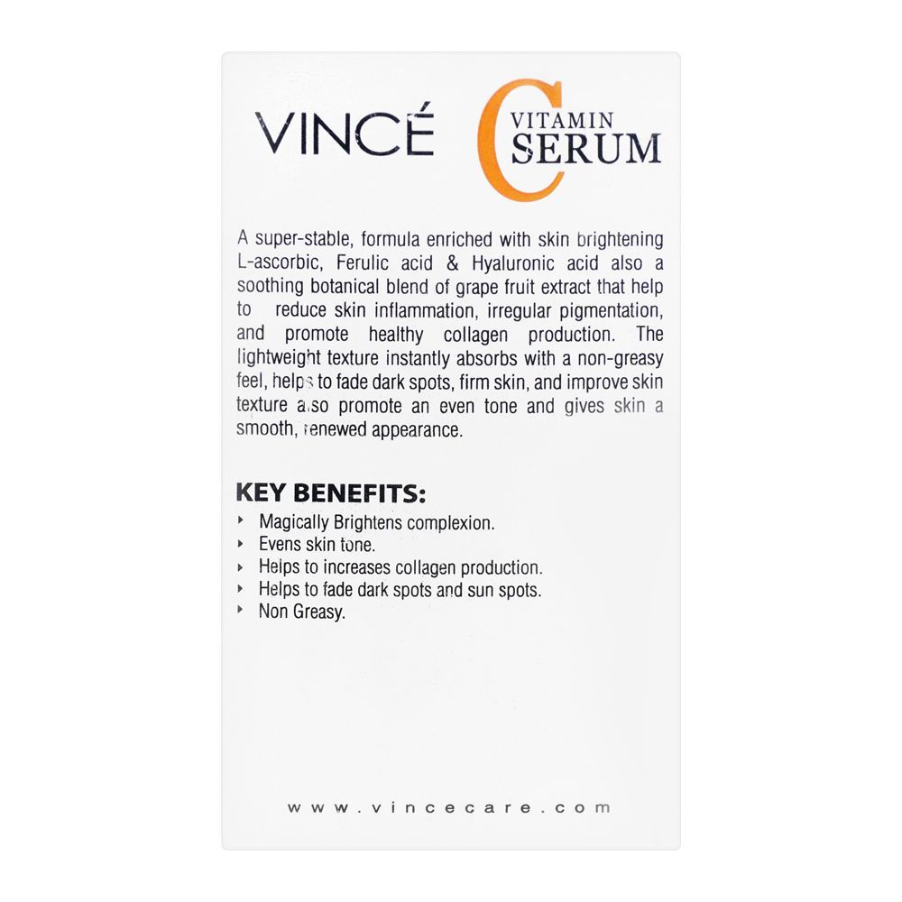 Vince Vitamin C L-Ascorbic & Ferulic Serum, 30ml, Skin Treatments, Vince, Chase Value