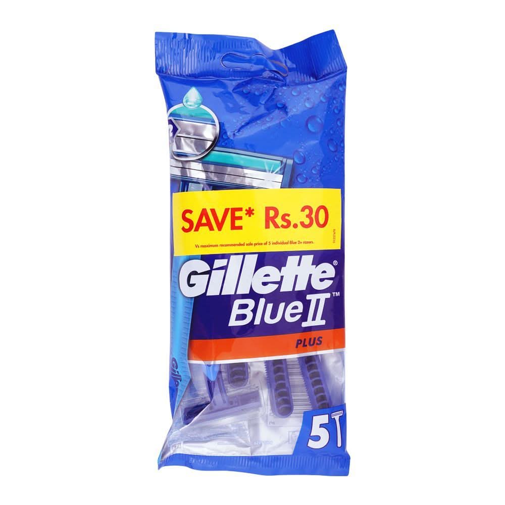 Gillette Blue II Plus Disposable Razor, 5-Pack, After Shaves, Gillette, Chase Value