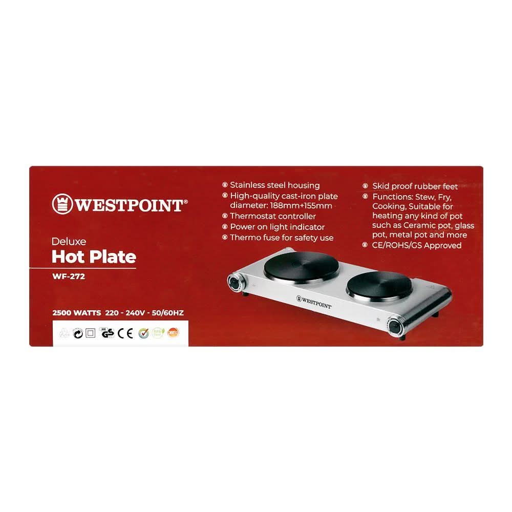 West Point Deluxe Double Hot Plate, WF-272, Toaster & Hot Plate, Westpoint, Chase Value