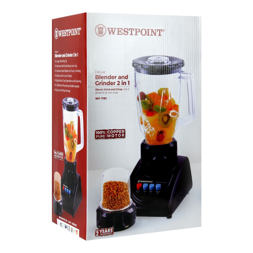 West Point Deluxe 2-In-1 Grinder & Blender, 350W, WF-7181, Juicer Blender & Mixer, Westpoint, Chase Value