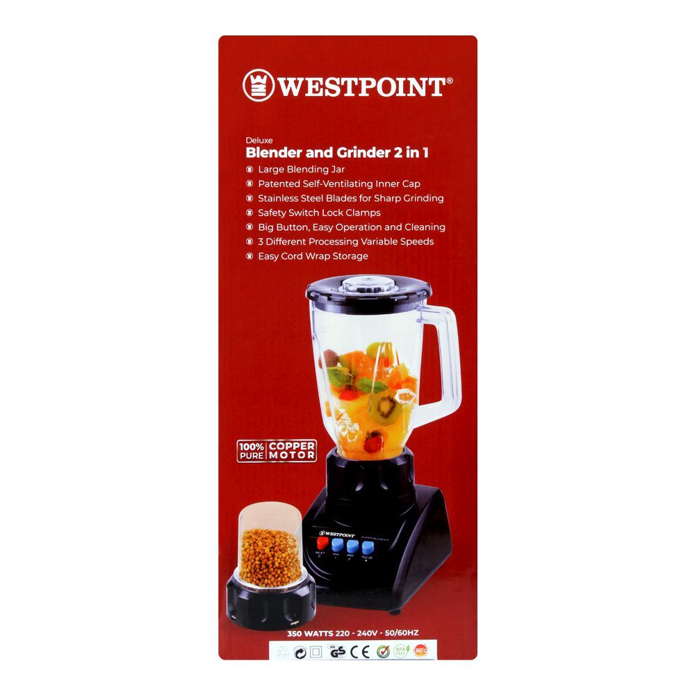 West Point Deluxe 2-In-1 Grinder & Blender, 350W, WF-7181, Juicer Blender & Mixer, Westpoint, Chase Value