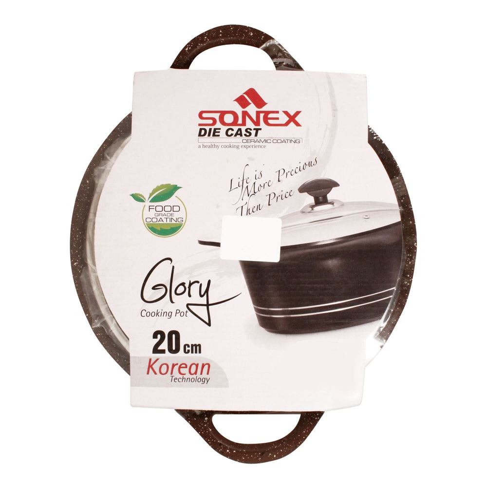 Sonex Soft Touch Knob Glory Pot 20cm, Black And Brown, 53122, Cookware & Pans, Sonex, Chase Value