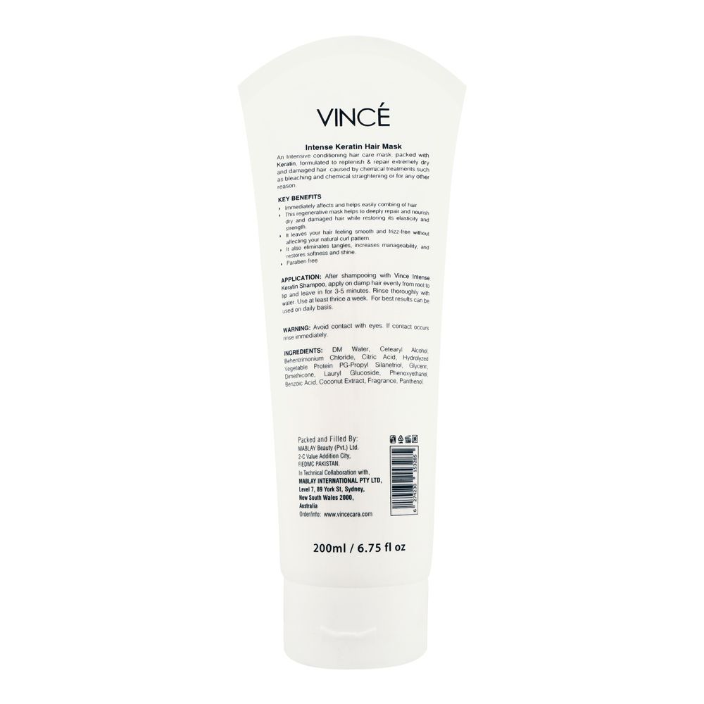 Vince Extra Damage Repair Intense Keratin Hair Mask, 200ml, Shampoo & Conditioner, Vince, Chase Value