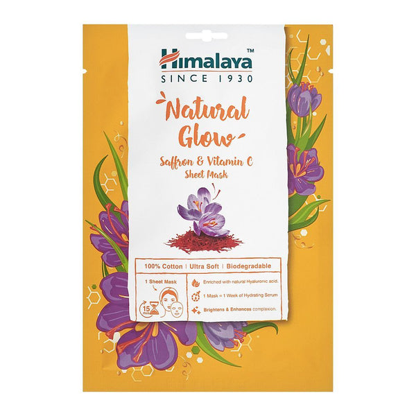 Himalaya Natural Glow Saffron & Vitamin C Sheet Face Mask, 30ml, Face Washes, Himalaya, Chase Value