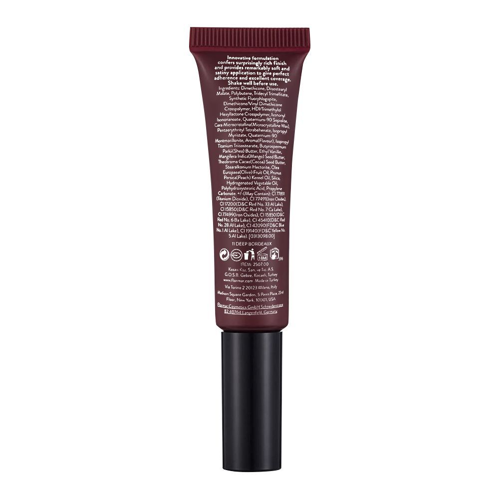Flormar Creamy Matt Lip Tube Liquid Lipstick, 11, Deep Bordeaux, Liquid Lipstick, Flormar, Chase Value