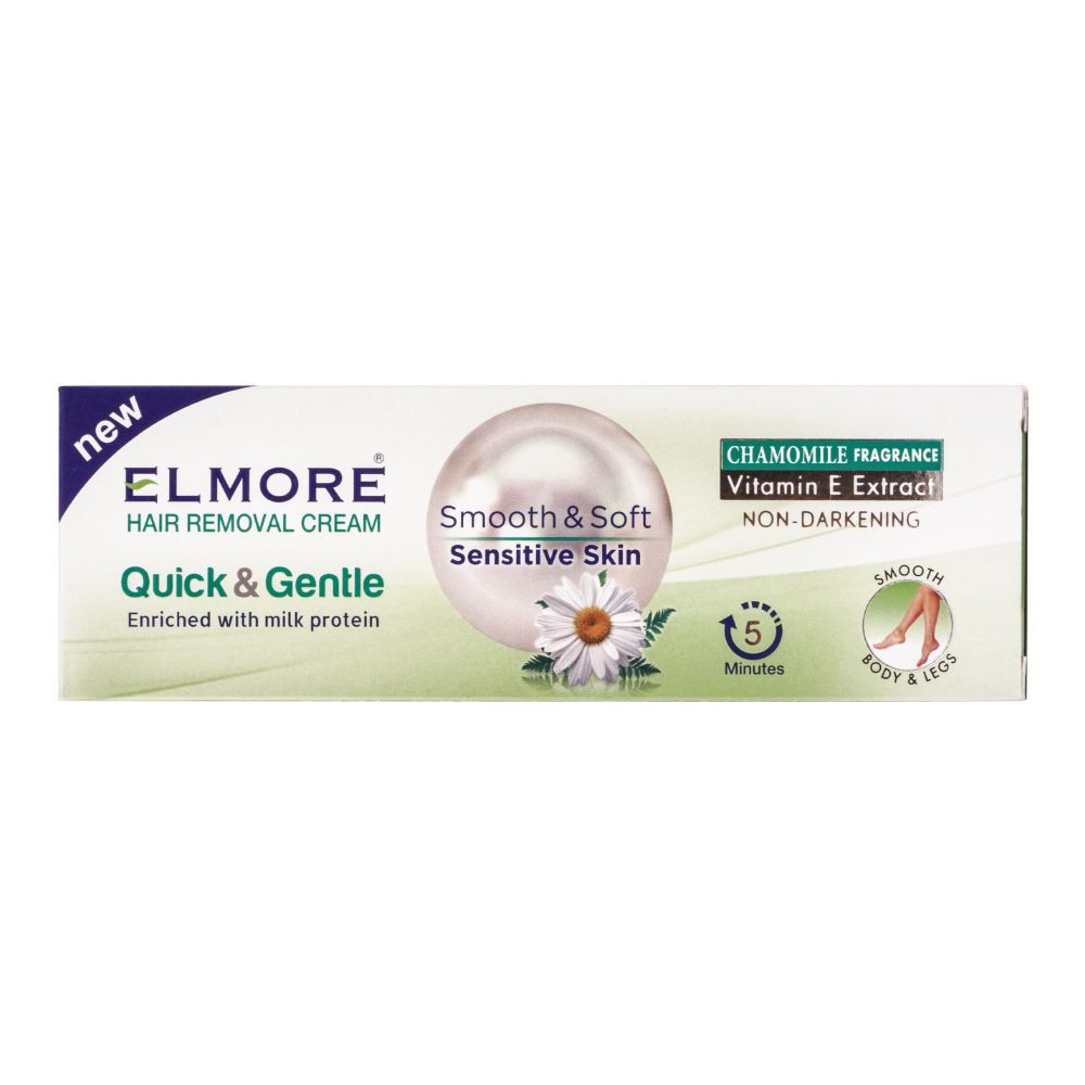 Elmore Quick & Gentle Soft & Smooth Chamomile Fragrance Sensitve Skin Hair Removal Cream, 100g, Hair Removal, Elmore, Chase Value