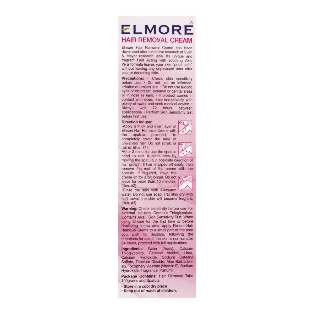 Elmore Quick & Gentle Soft & Smooth Rose Fragrance Normal Skin Hair Removal Cream, 100g, Hair Removal, Elmore, Chase Value