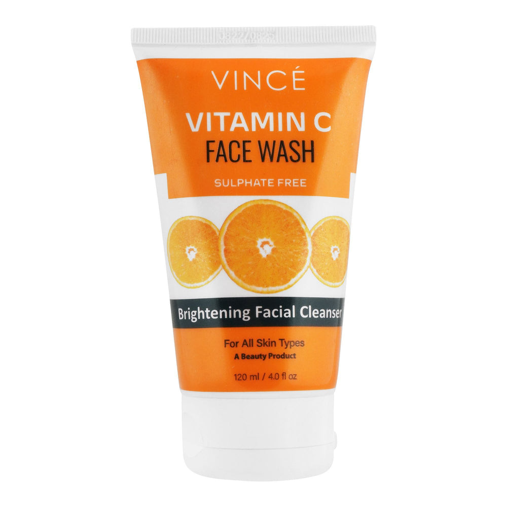 Vince Vitamin C Sulfate-Free Brightening Facial Cleanser Face Wash, For All Skin Types, 120ml, Face Washes, Vince, Chase Value