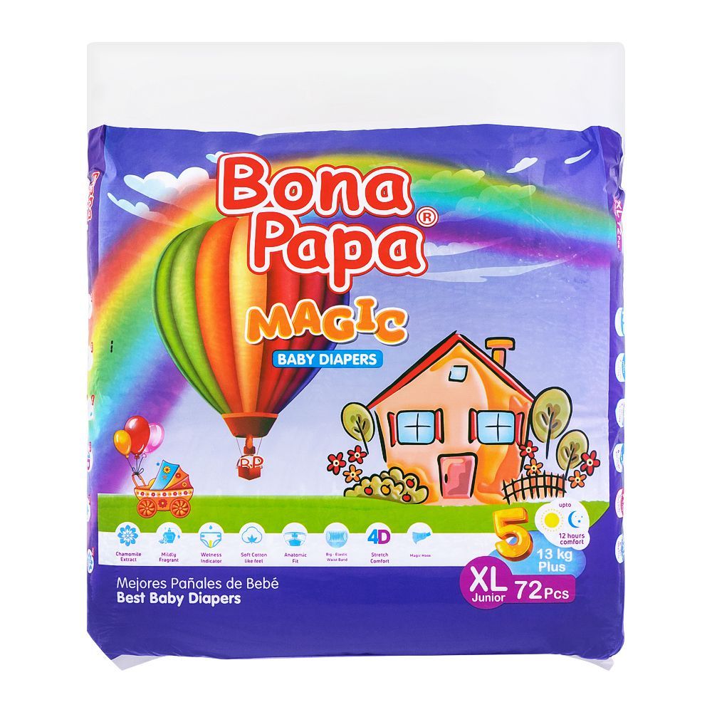 Bona Papa Magic Baby Diapers, XL Junior, No. 5, 13+ Kg, 72-Pack, Diapers & Wipes, Bona Papa, Chase Value