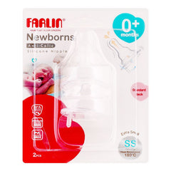 Farlin Newborns Anti-Colic Standard Neck Silicone Nipple Set, 0m+, 2-Pack, AC-21014