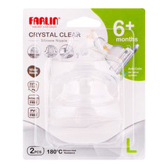 Farlin Crystal Clear Anti-Colic Wide Neck Silicone Nipple Set, 6m+, 2-Pack, AC-22005-L