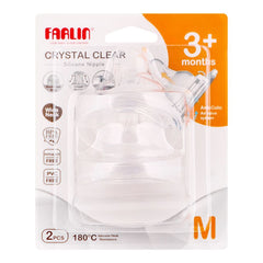 Farlin Crystal Clear Anti-Colic Wide Neck Silicone Nipple Set, 3m+ 2-Pack, AC-22005-M