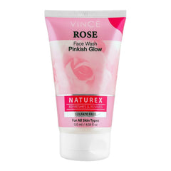 Vince Face Wash Rose Pinkish Glow Naturex Refreshes & Revives, 120ml, Face Washes, Vince, Chase Value