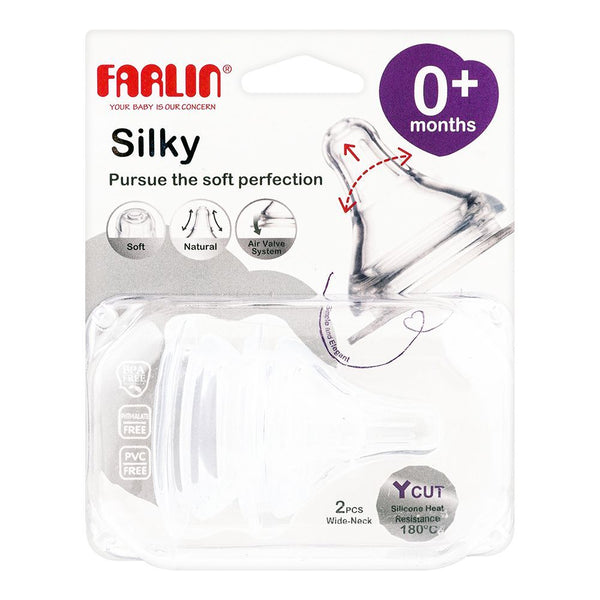 Farlin Silky Wide Neck Nipple, 0 Month+, 2-Pack, AC-22004-Y, Feeding Supplies, Farlin, Chase Value