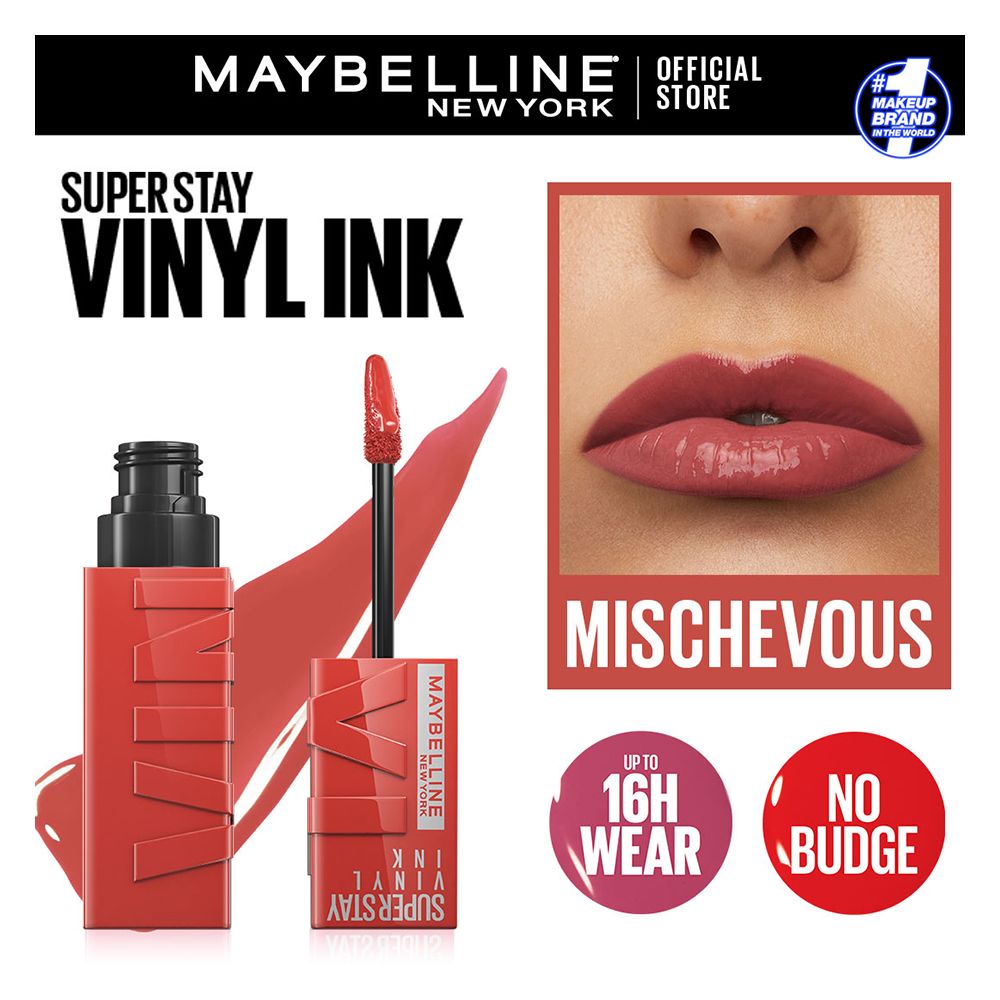 Maybelline New York Superstay Vinyl Ink Longwear Liquid Lipstick, 60, Mischievous, Lipstick, Maybelline, Chase Value