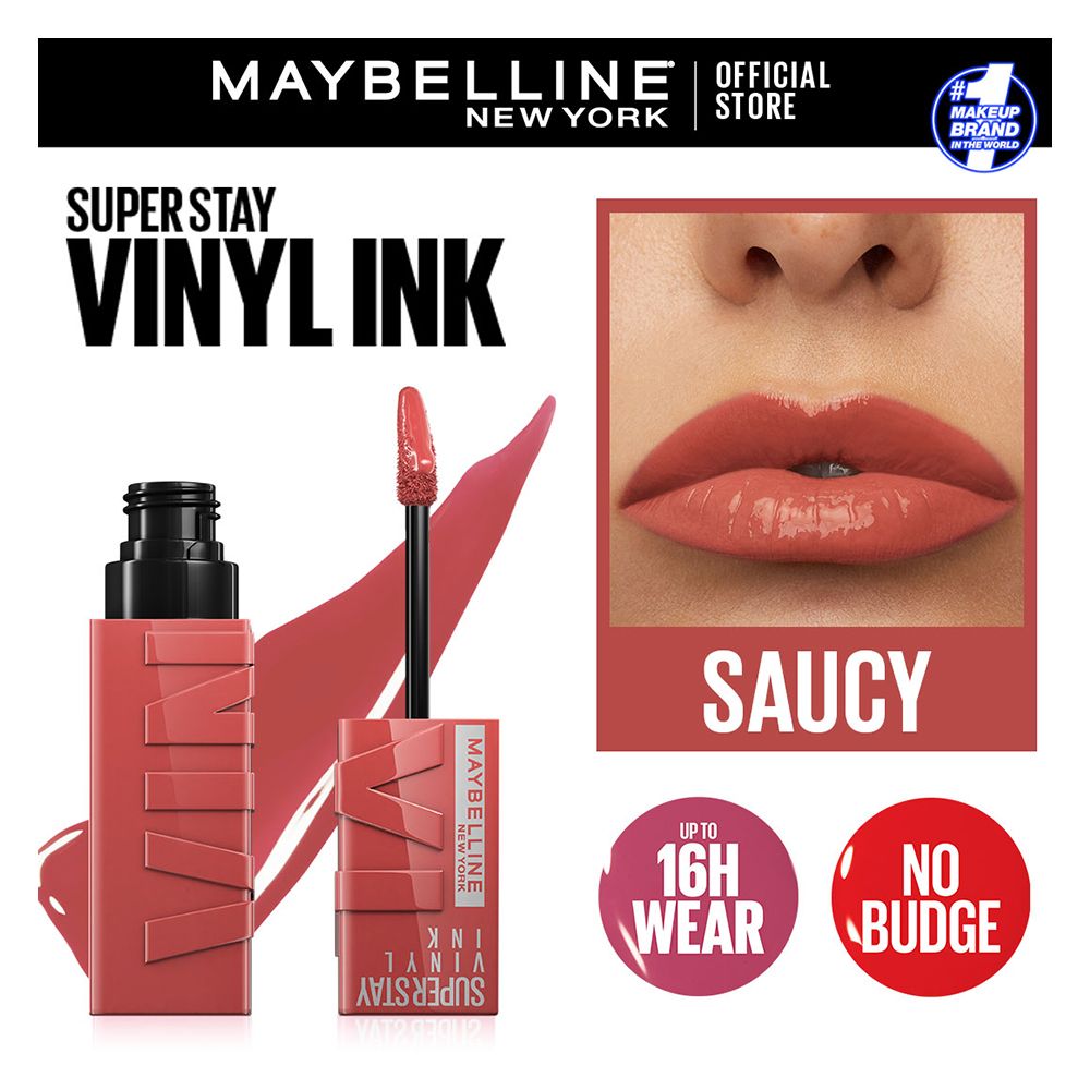 Maybelline New York Superstay Vinyl Ink Longwear Liquid Lipstick, 65, Saucy, Lipstick, Maybelline, Chase Value
