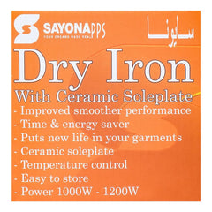 Sayona Dry Iron, 1000-1200W, SJ-402