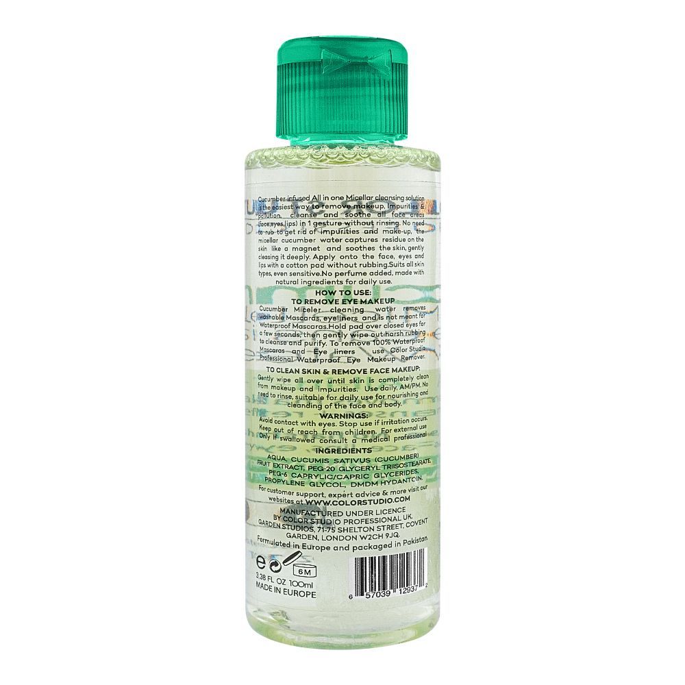 Color Studio Cucumber All-In-1 Miceller Cleansing Water -  100ml, Skin Treatments, Color Studio, Chase Value