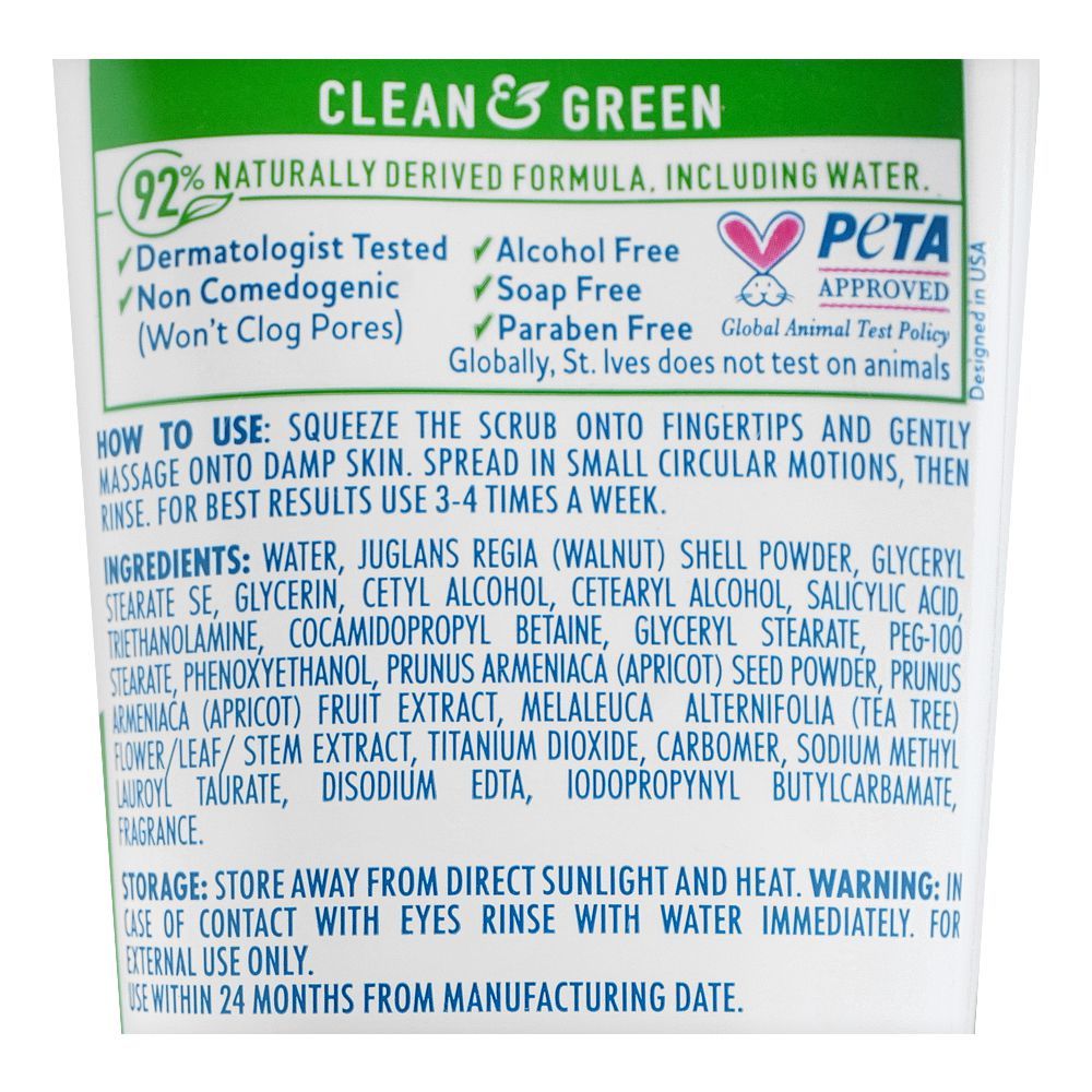 Stives Acne Clear Tea Tree & Walnut Face Scrub, 150g, Scrubs, STIVES, Chase Value