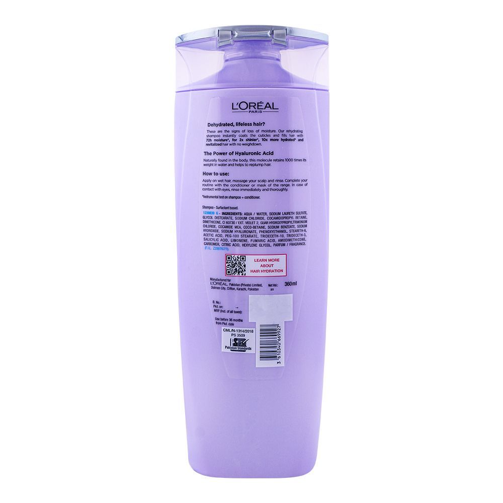L'Oreal Paris Elvive Hyaluron Moisture 72H Moisture Filling Shampoo, 360ml, Shampoo & Conditioner, Loreal, Chase Value
