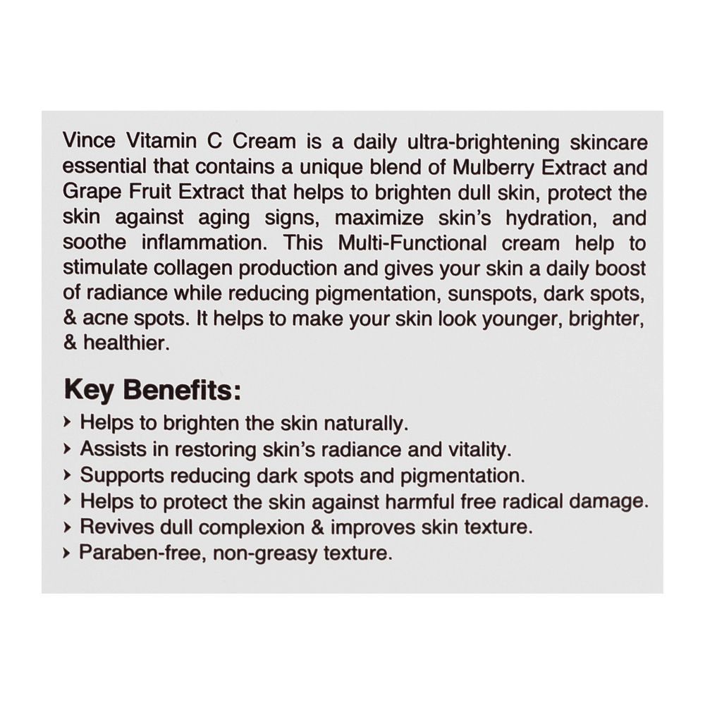 Vince Vitamin C Brightening Booster Cream, For All Skin Types, 50ml, Creams & Lotions, Vince, Chase Value