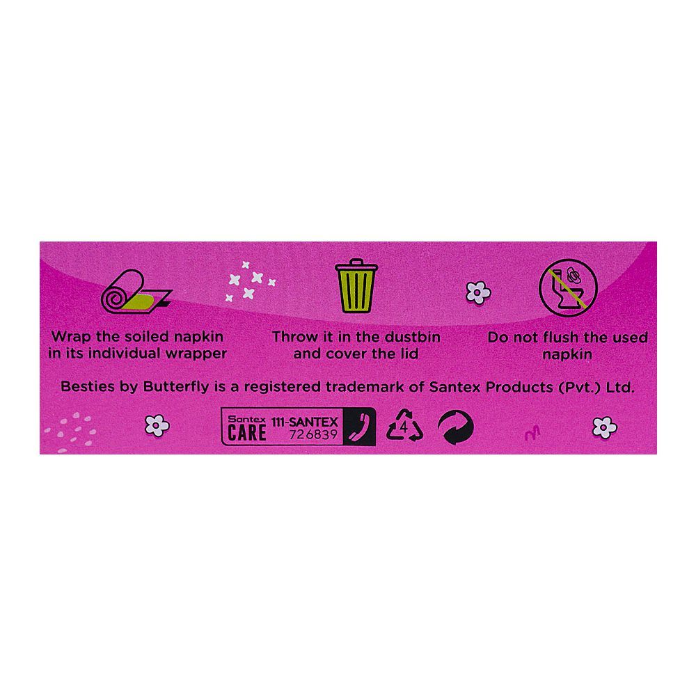 Butterfly Breathables Besties For Tweens Ultra-Thin Sanitary Napkins Regular, Suitable For 10-12 Years, 8-Pack, Sanitory Napkins, Butterfly, Chase Value