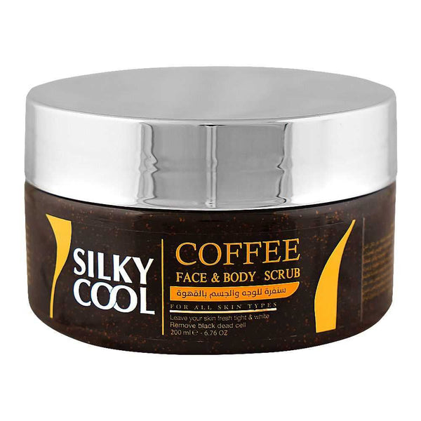 Silky Cool Coffee Face & Body Scrub, For All Skin Types, 200ml, Scrubs, Silky Cool, Chase Value