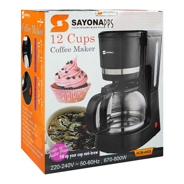 Sayona 12 Cups Coffee Maker, 670-800W, SCM-4432, Coffee Maker & Kettle, Sayona, Chase Value