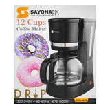 Sayona 12 Cups Coffee Maker, 670-800W, SCM-4432, Coffee Maker & Kettle, Sayona, Chase Value