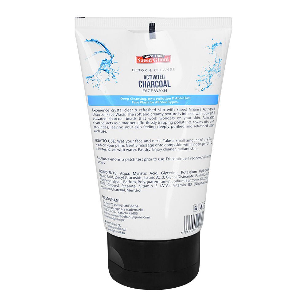 Saeed Ghani Detox & Cleanse Activated Charcoal Face Wash, For All Skin Types, 100ml, Face Washes, Saeed Ghani, Chase Value