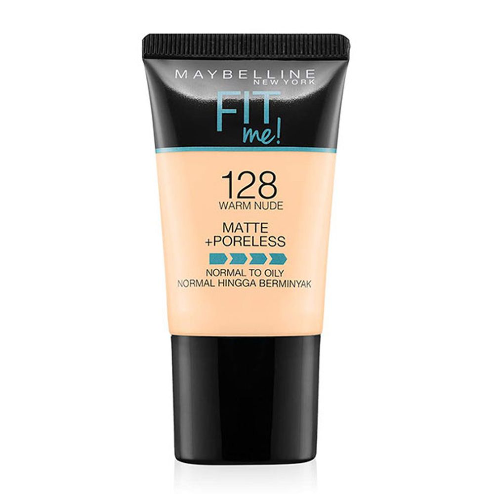 Maybelline Fit Me Matte + Poreless Liquid Foundation, 128, Warm Nude, 18Ml, Foundation, Maybelline, Chase Value