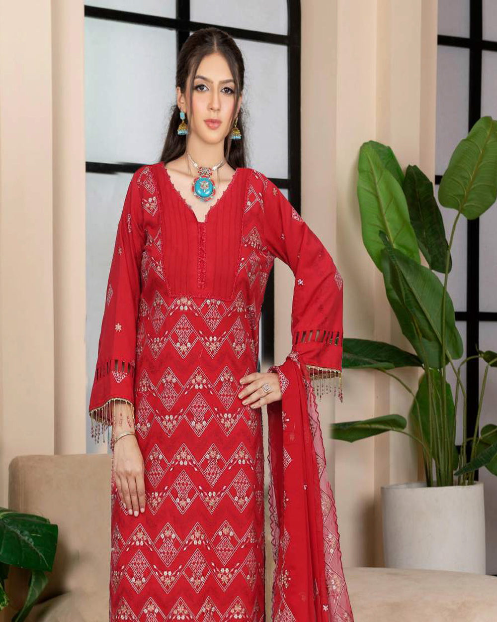 Noor Jahan Maha Noor Karandi Luxury Embroidered Suit with Dupatta - 12, Women, 3Pcs Shalwar Suit, Chase Value, Chase Value