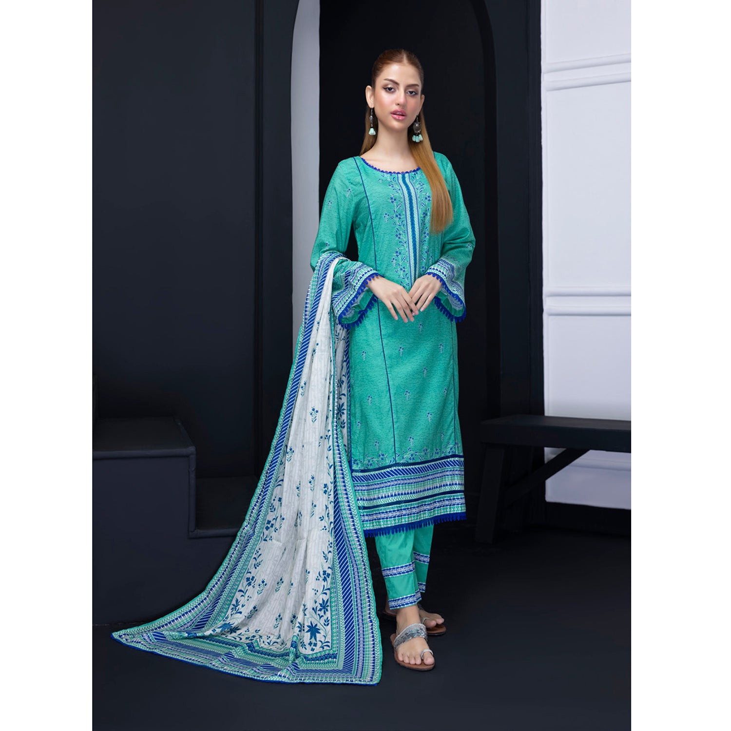 Salina Weaving Dobby By Regalia Lawn Printed Unstitched 3Pcs Suit V-2 - 12, Women, 3Pcs Shalwar Suit, Regalia Textiles, Chase Value