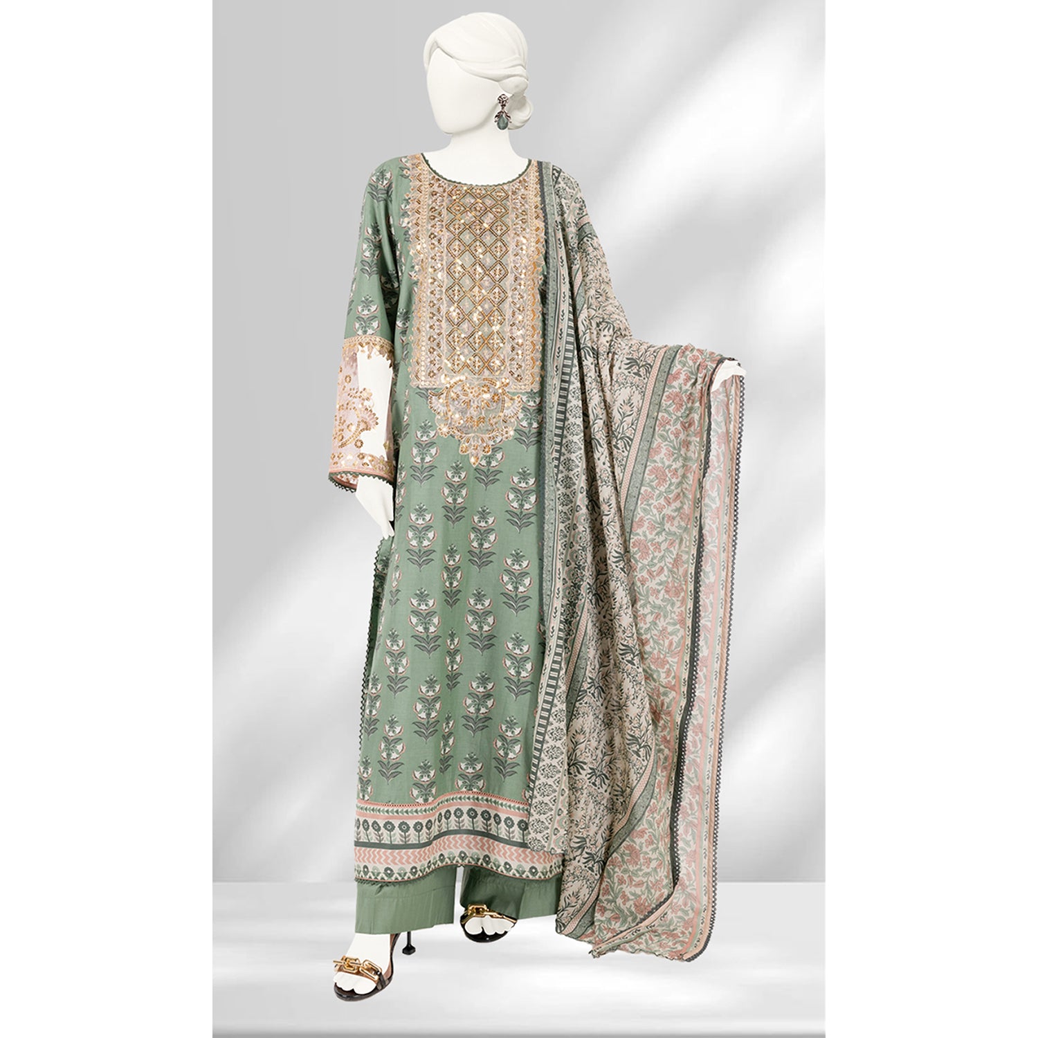 Panjnad By J. Lawn Embroidered 3 Piece Unstitched - 1277-B, Women, 3Pcs Shalwar Suit, Junaid Jamshed, Chase Value