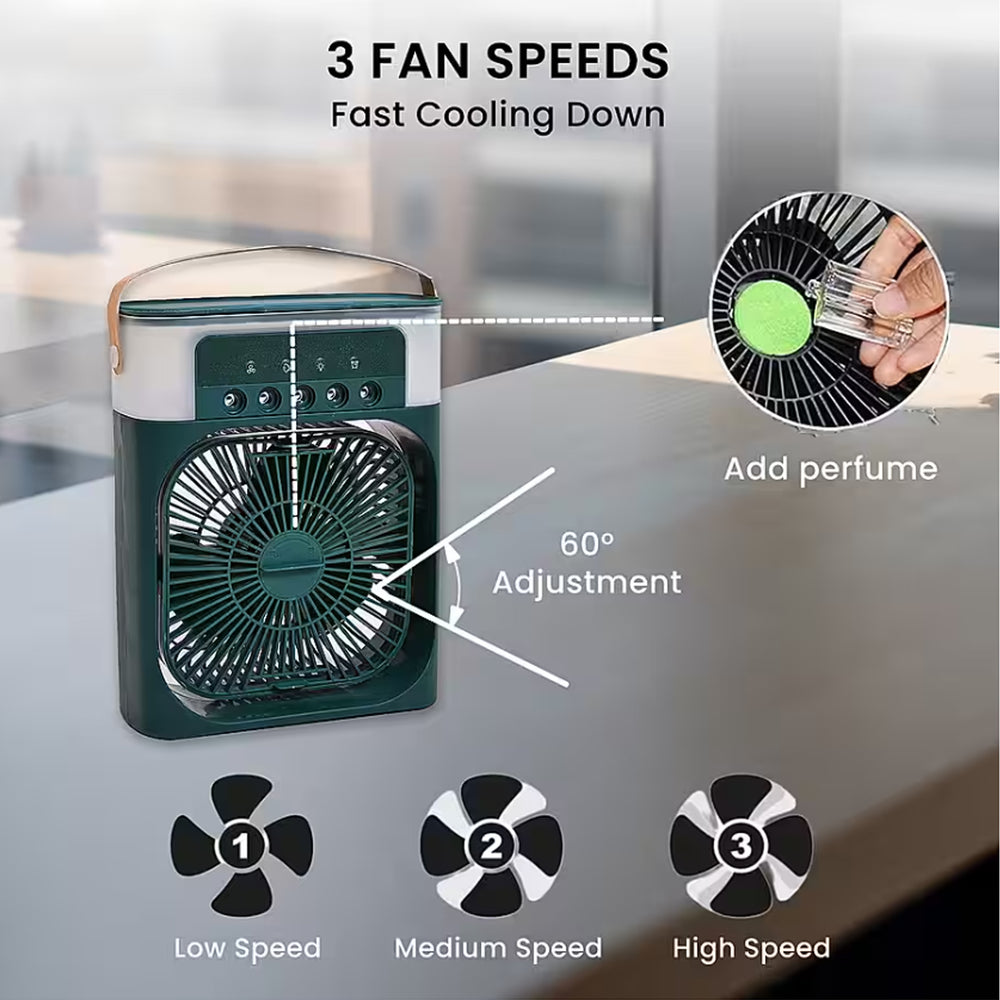 Air Cooler Fan A7776 N1 - Green, Rechargeable Fan, Chase Value, Chase Value