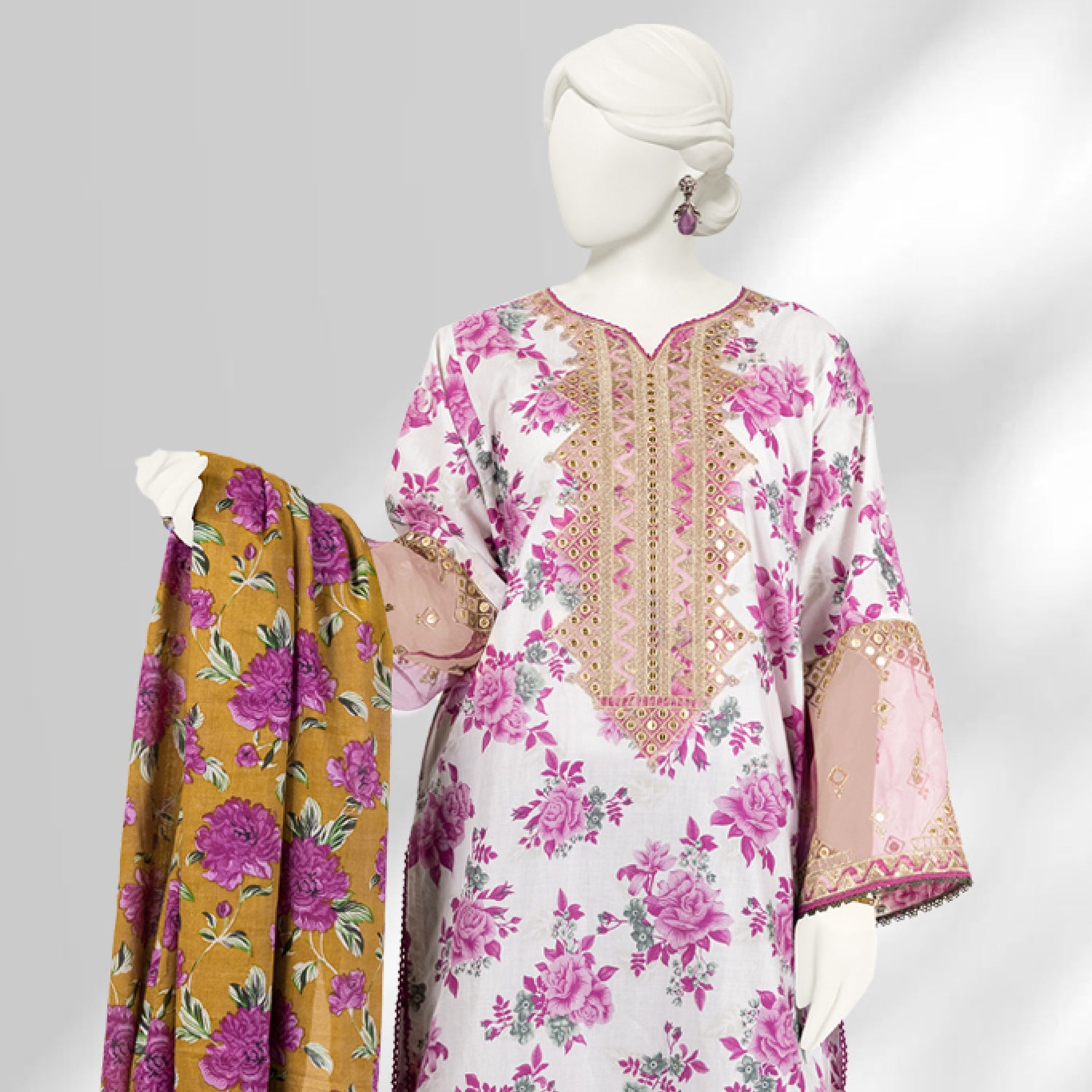 Panjnad By J. Lawn Embroidered 3 Piece Unstitched - 1278-A, Women, 3Pcs Shalwar Suit, Junaid Jamshed, Chase Value
