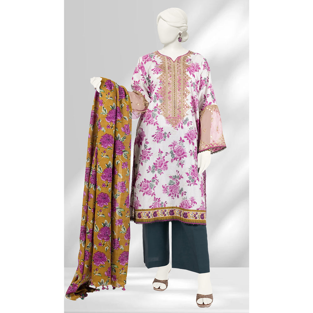 Panjnad By J. Lawn Embroidered 3 Piece Unstitched - 1278-A, Women, 3Pcs Shalwar Suit, Junaid Jamshed, Chase Value