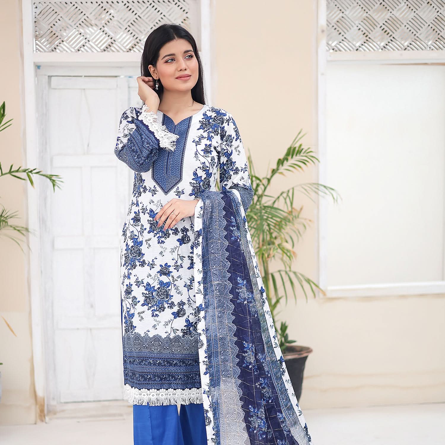 Laiba By SN Cloth Printed Unstitched 3 Pcs Suit - 12, Women, 3Pcs Shalwar Suit, SN Cloth, Chase Value