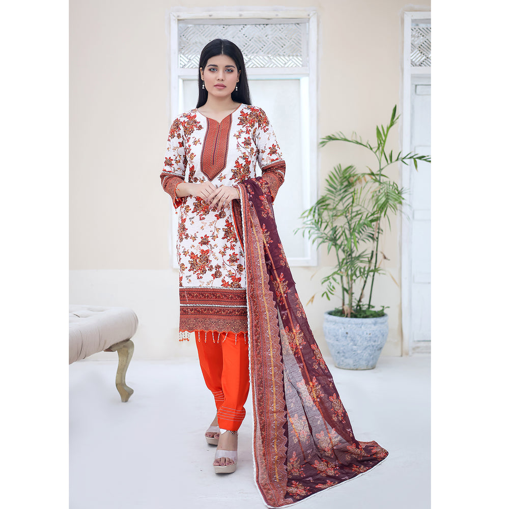 Laiba By SN Cloth Printed Unstitched 3 Pcs Suit - 13, Women, 3Pcs Shalwar Suit, SN Cloth, Chase Value