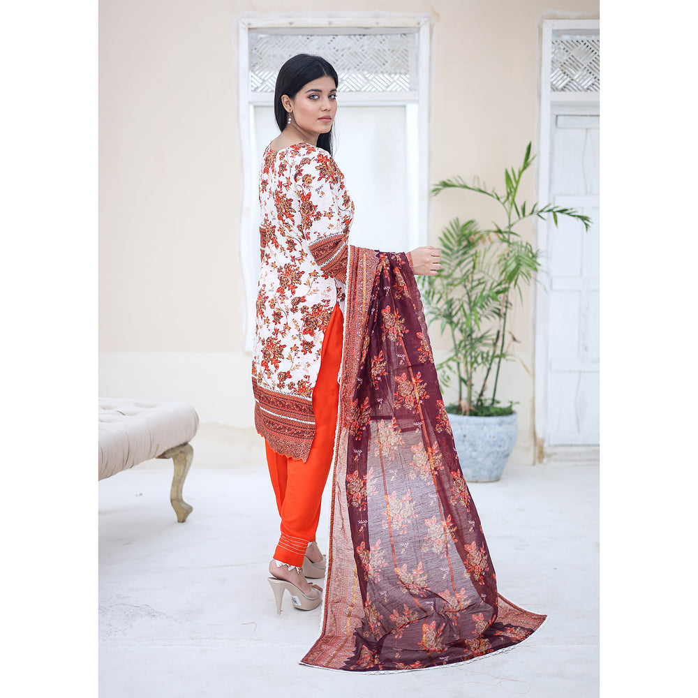 Laiba By SN Cloth Printed Unstitched 3 Pcs Suit - 13, Women, 3Pcs Shalwar Suit, SN Cloth, Chase Value