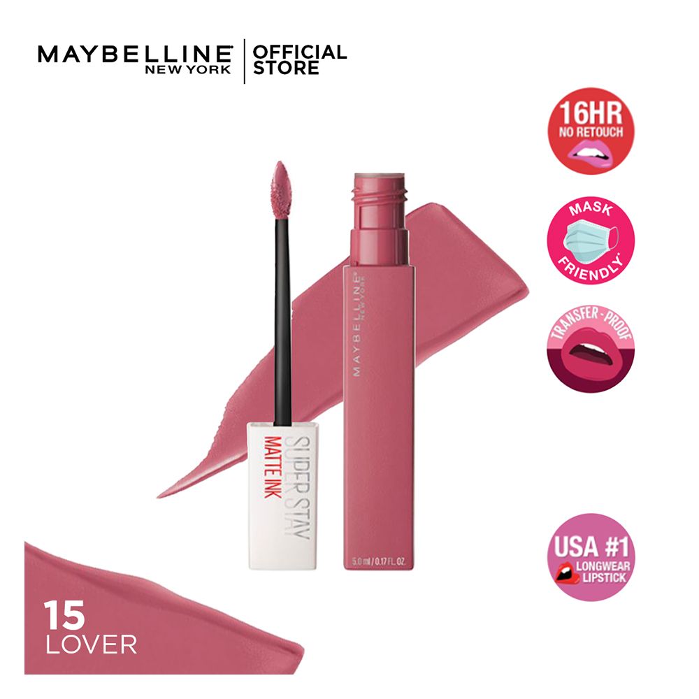 Maybelline New York Superstay Matte Ink Lipstick, 15 Lover, Lip Gloss And Balm, Maybelline, Chase Value