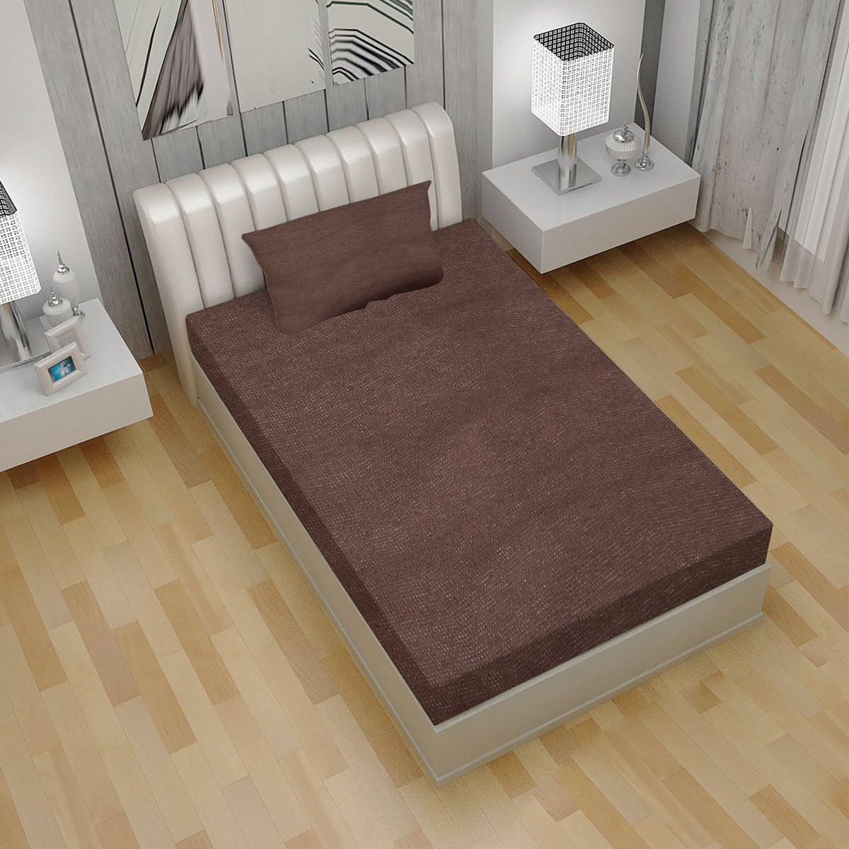 Single Terry Waterproof Mattress Protector 42X78" - Brown, Mattress Protector, Chase Value, Chase Value