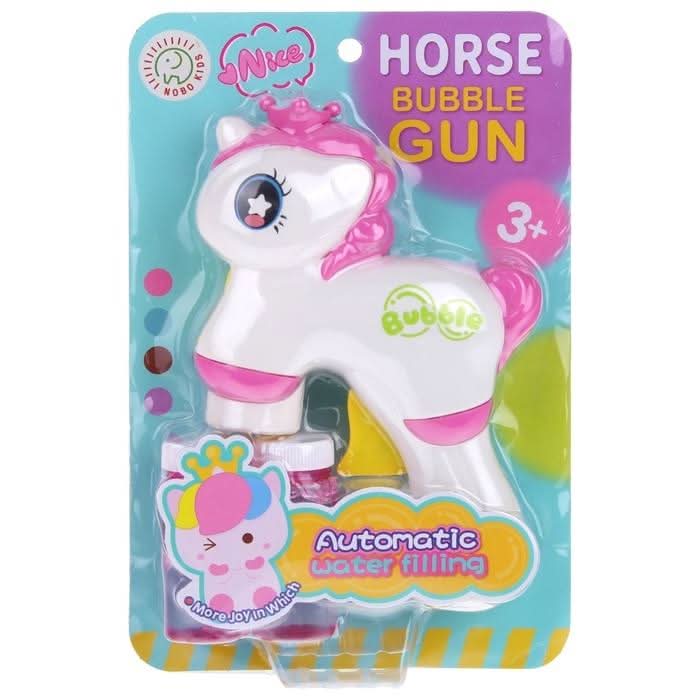 Bubble Gun with 2 Bottles – Automatic Bubble Blaster Toy - Pink & White, Weapon Toys, Chase Value, Chase Value