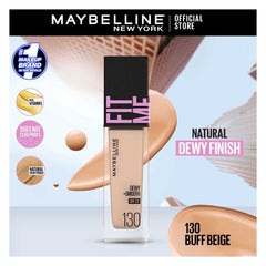 Maybelline New York Fit Me Dewy + Smooth Liquid Foundation Spf 23, 130 Buff Beige, 30Ml, Foundation, Maybelline, Chase Value